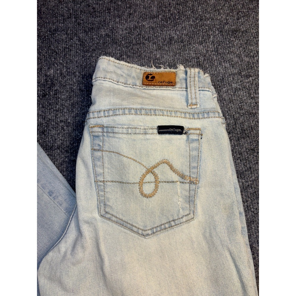 Refuge Jeans Womens 7 Blue Denim Stretch Light Wash Grunge Americana Bootcut Leg - Picture 3 of 14